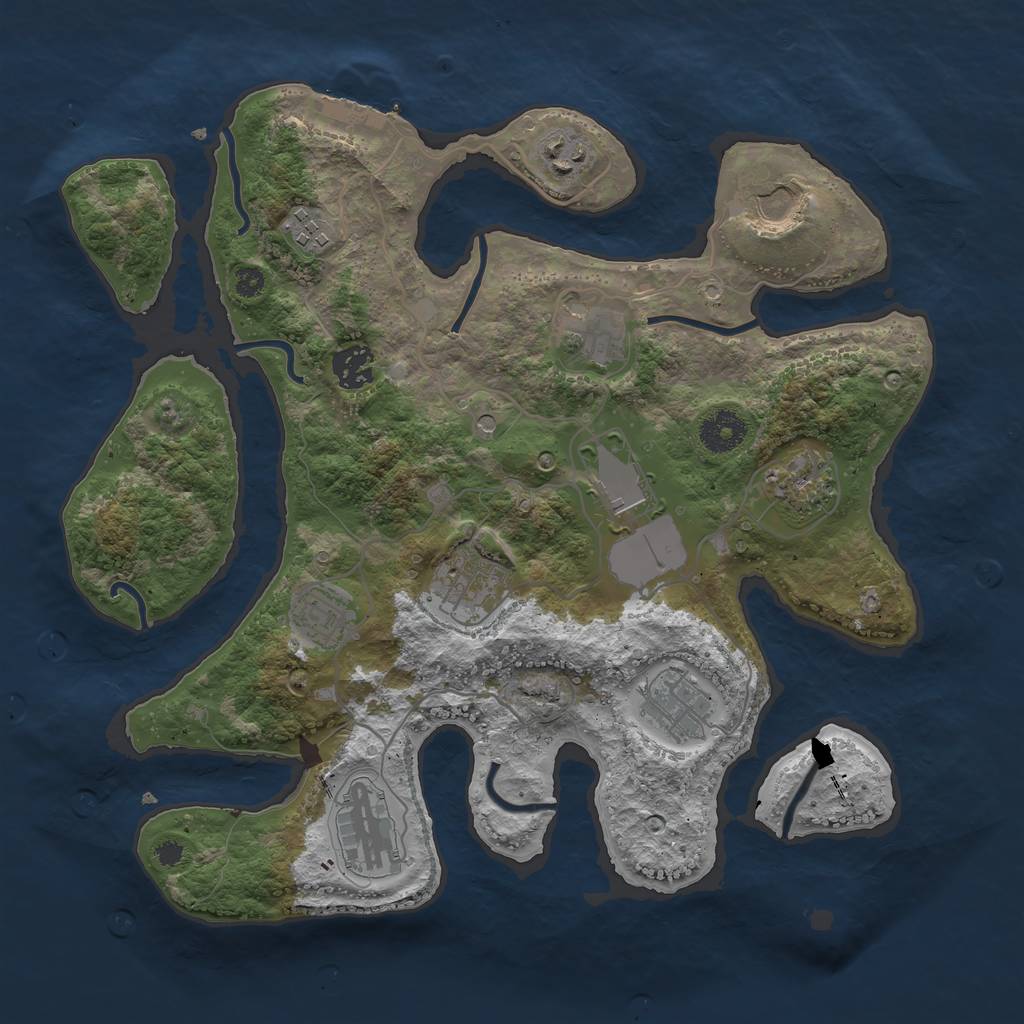 Rust Map: Procedural Map, Size: 3500, Seed: 1708406501, 15 Monuments