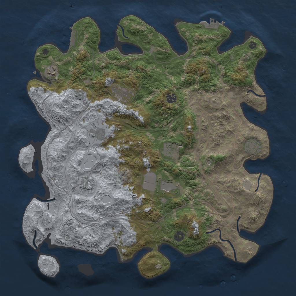 Rust Map: Procedural Map, Size: 4250, Seed: 988440779, 16 Monuments