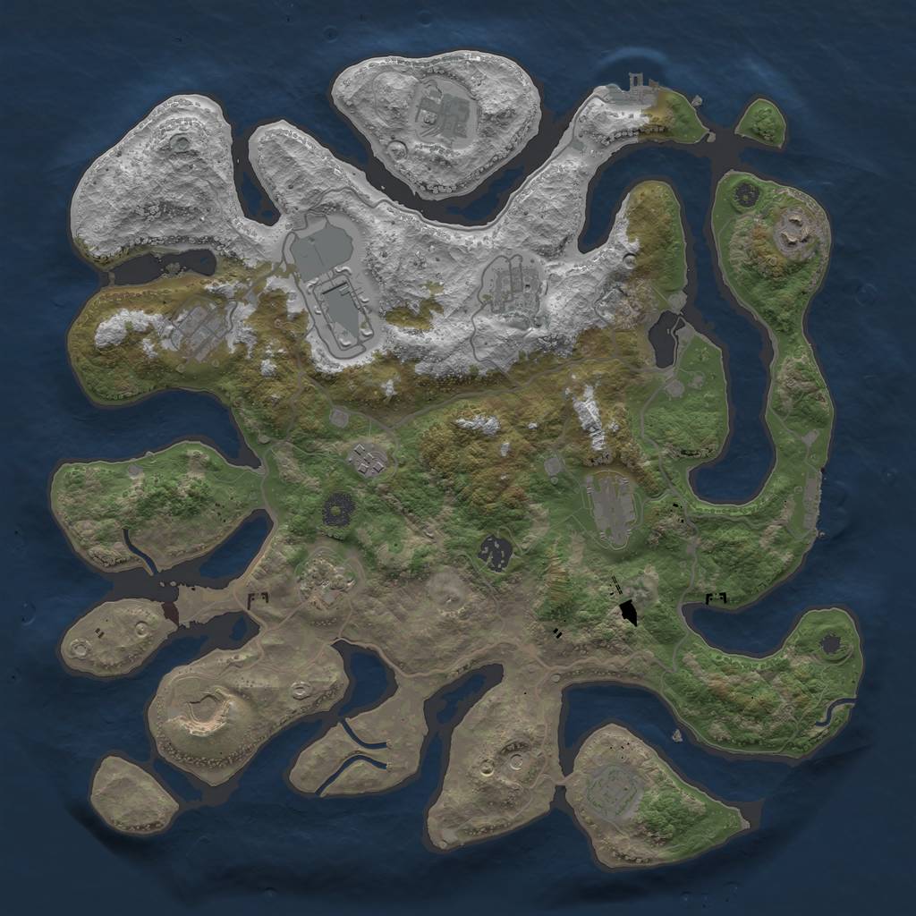 Rust Map: Procedural Map, Size: 4000, Seed: 7576710, 16 Monuments