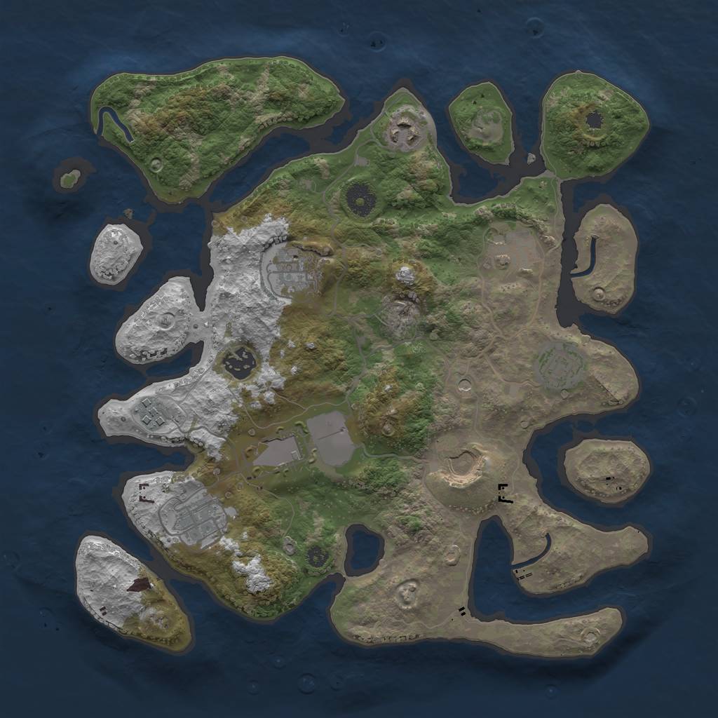 Rust Map: Procedural Map, Size: 3500, Seed: 1554598623, 12 Monuments