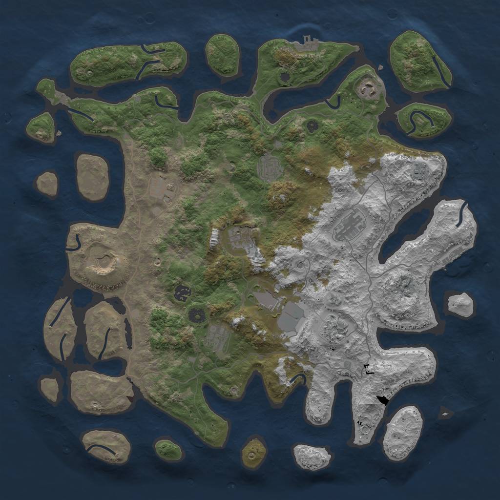 Rust Map: Procedural Map, Size: 4500, Seed: 1834266376, 16 Monuments