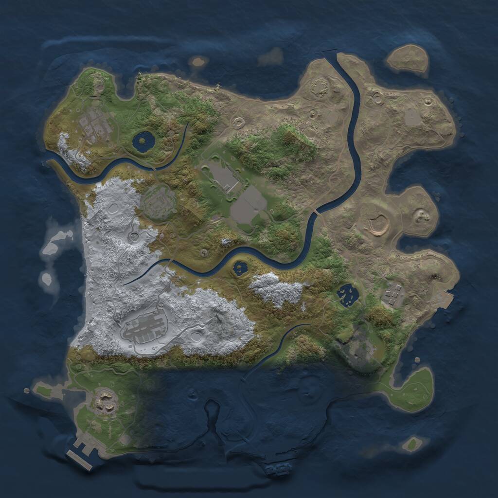 Rust Map: Procedural Map, Size: 3500, Seed: 1457498511, 14 Monuments