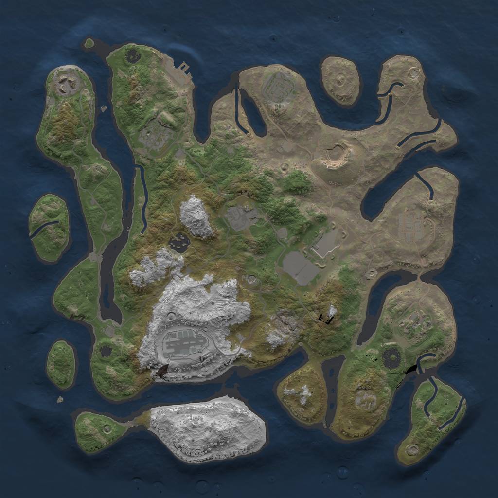 Rust Map: Procedural Map, Size: 3700, Seed: 1119709545, 14 Monuments