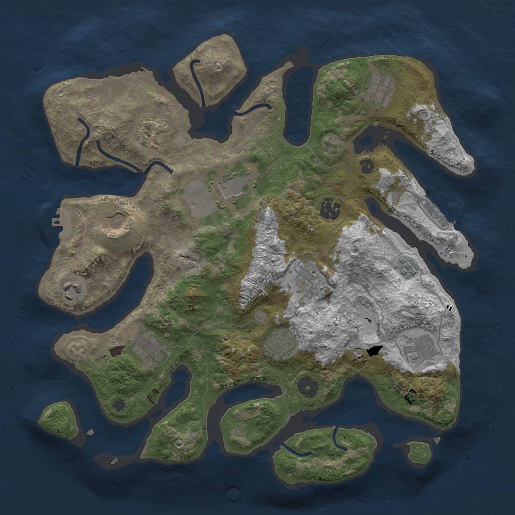 Rust Map: Procedural Map, Size: 3700, Seed: 1135285780, 16 Monuments