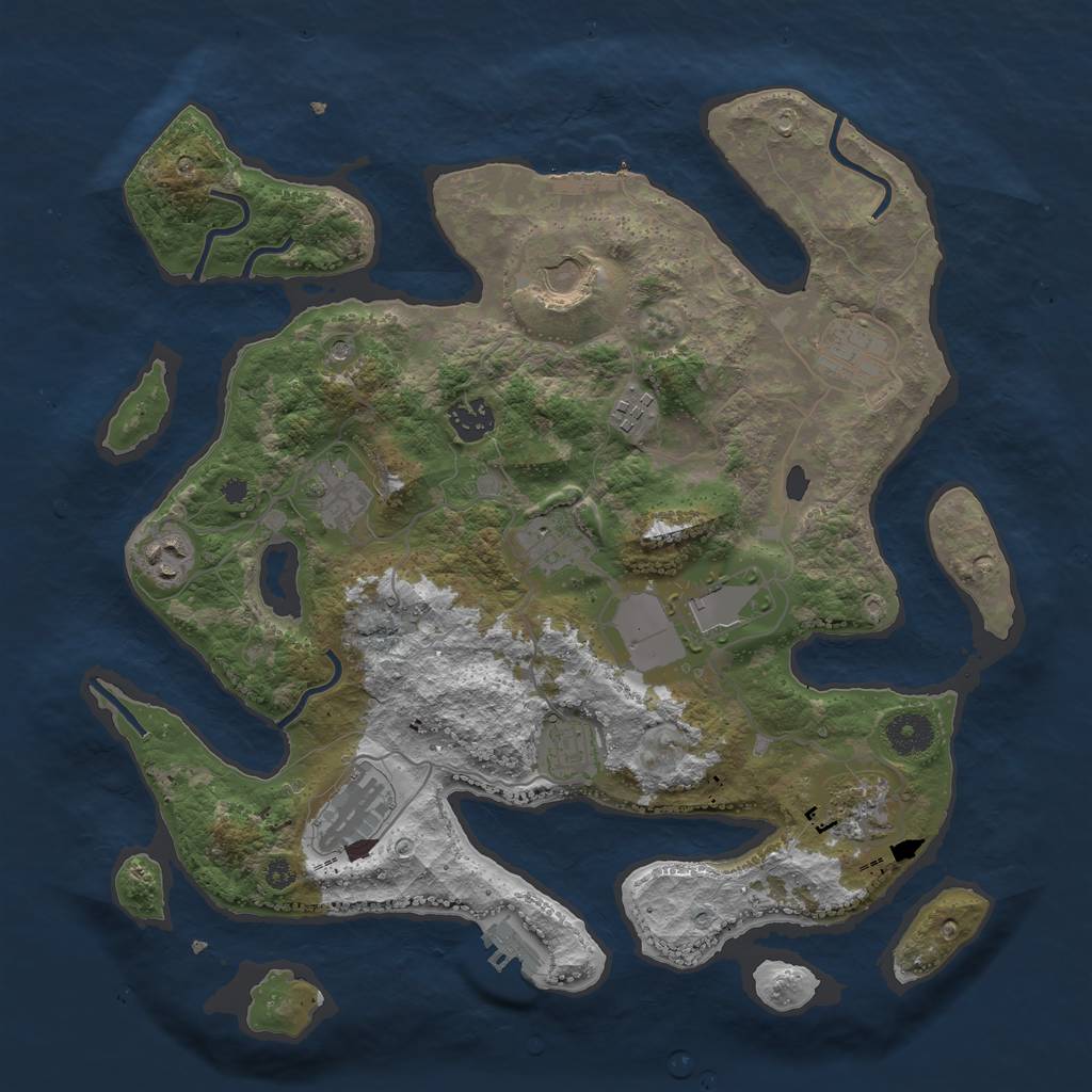 Rust Map: Procedural Map, Size: 3700, Seed: 1676724018, 16 Monuments