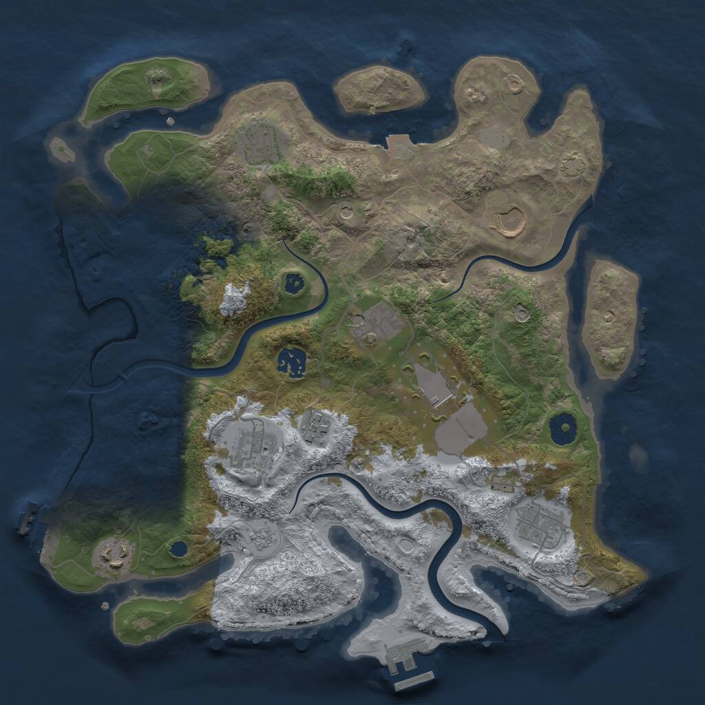 Rust Map: Procedural Map, Size: 3500, Seed: 1617147157, 15 Monuments