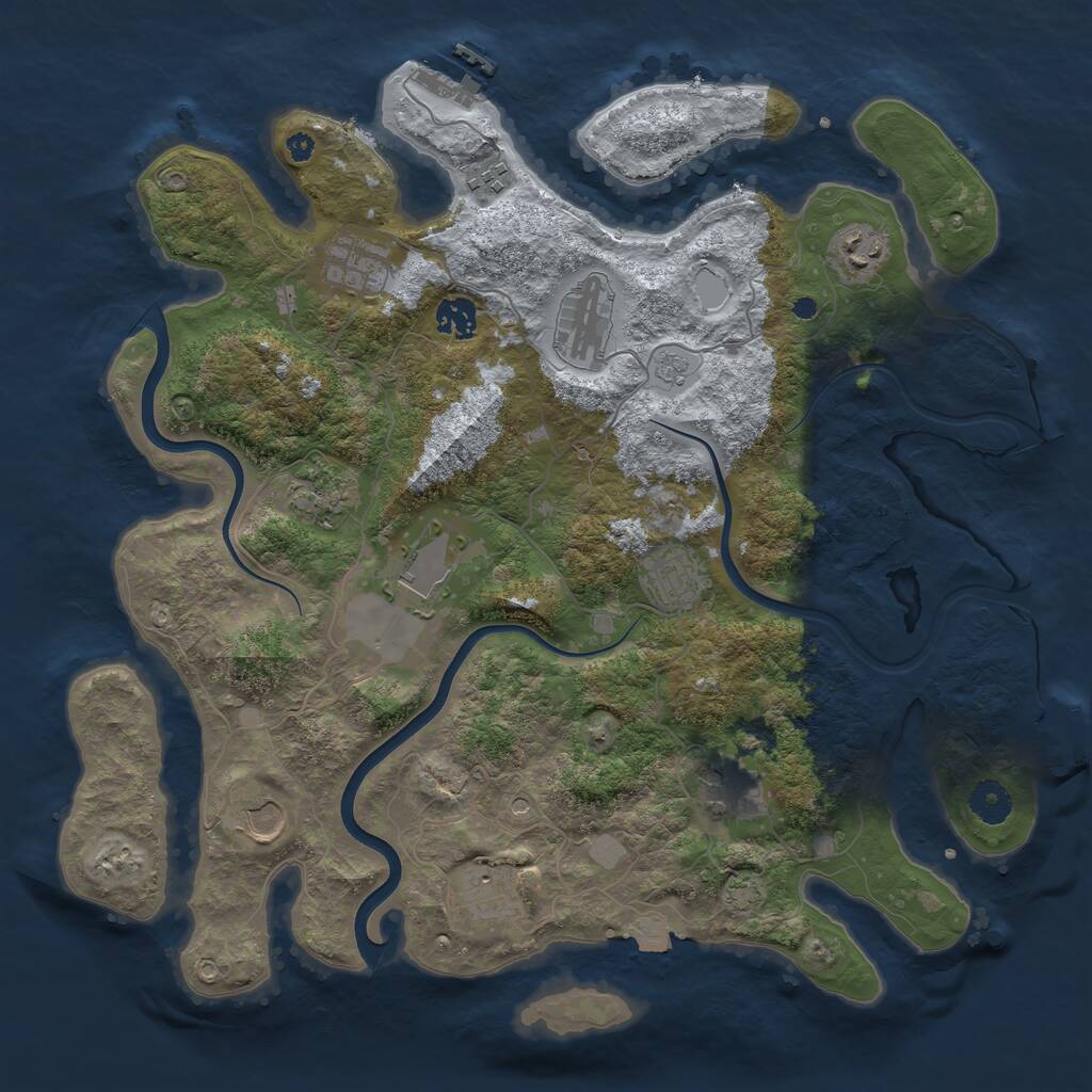 Rust Map: Procedural Map, Size: 3900, Seed: 73981481, 17 Monuments