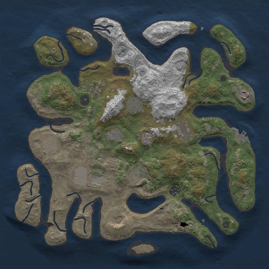 Rust Map: Procedural Map, Size: 3900, Seed: 73981481, 15 Monuments