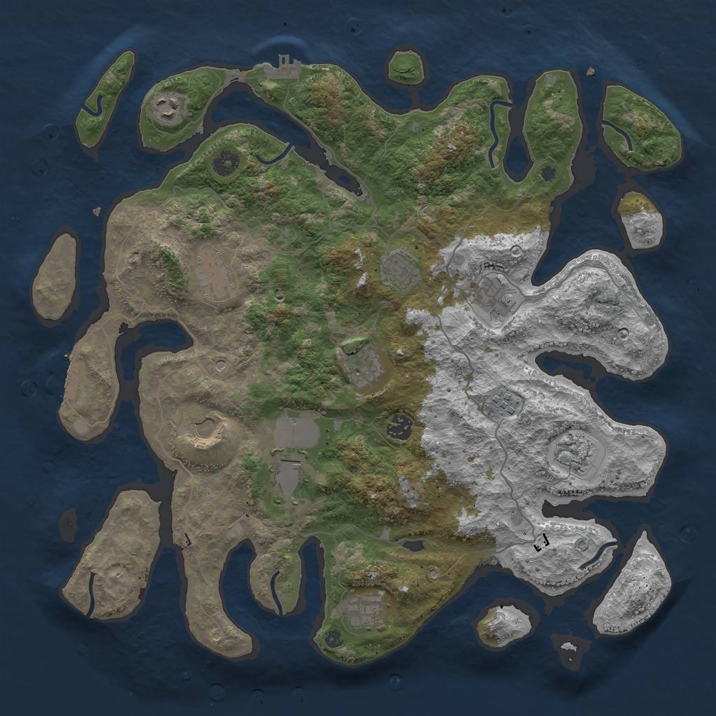 Rust Map: Procedural Map, Size: 4200, Seed: 328323061, 16 Monuments