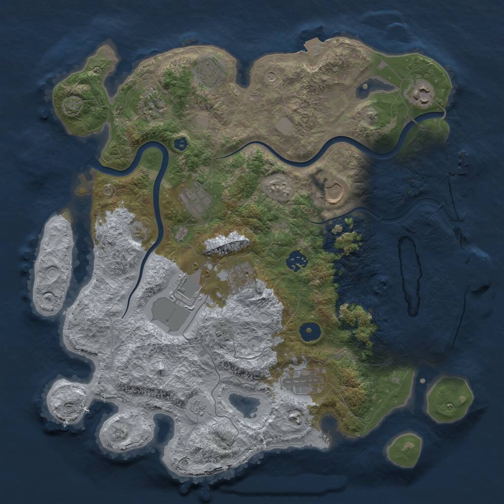 Rust Map: Procedural Map, Size: 3750, Seed: 1590580497, 16 Monuments