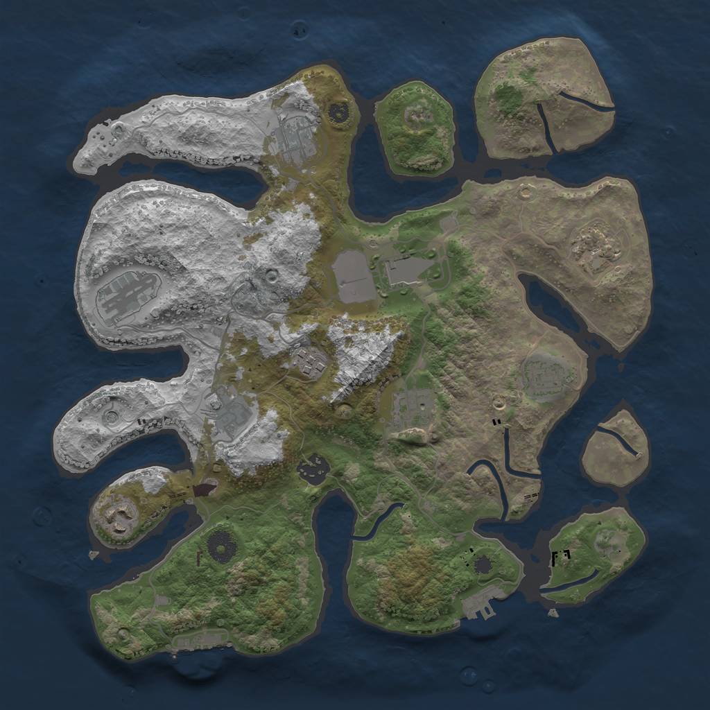 Rust Map: Procedural Map, Size: 3500, Seed: 1200843943, 15 Monuments