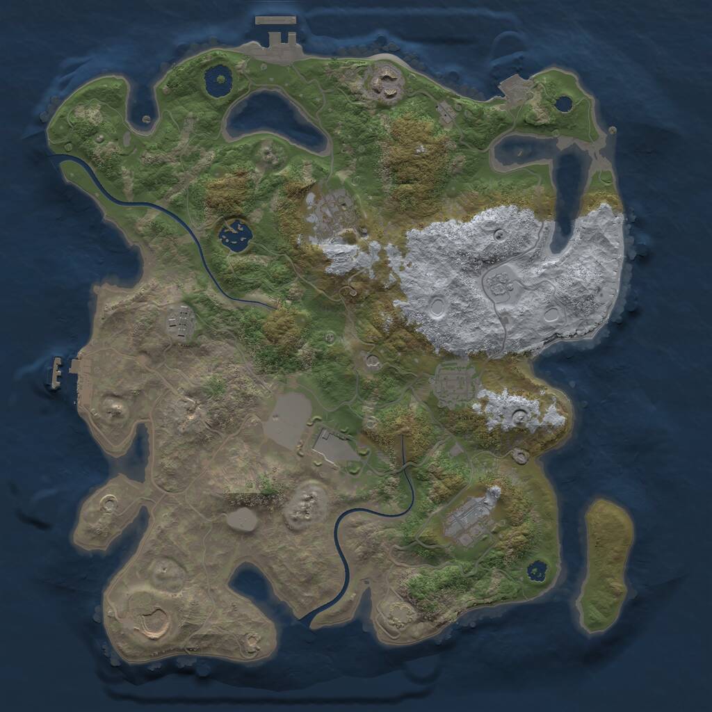 Rust Map: Procedural Map, Size: 3500, Seed: 1072679595, 14 Monuments