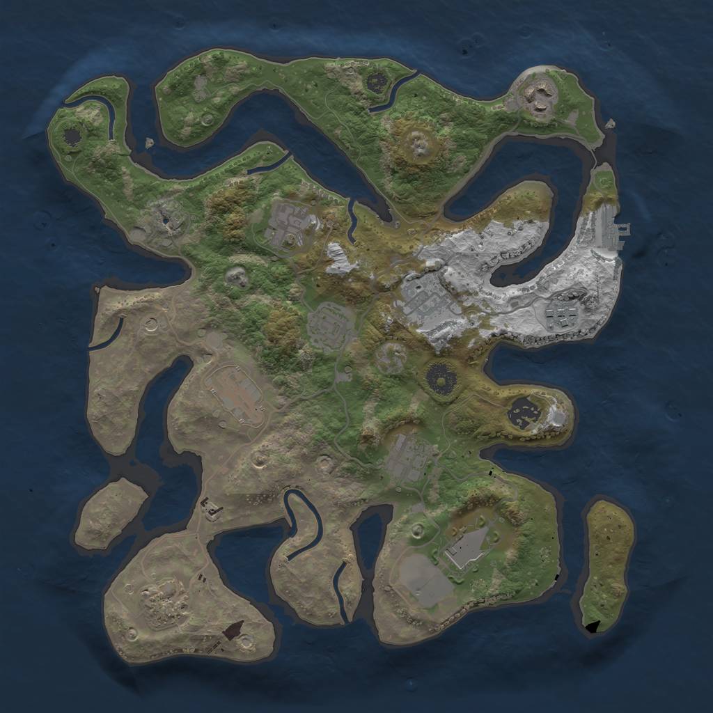 Rust Map: Procedural Map, Size: 3500, Seed: 1072679595, 14 Monuments