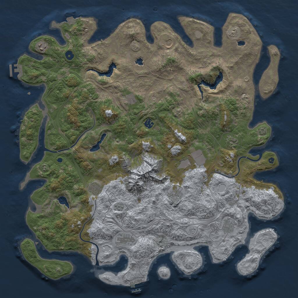Rust Map: Procedural Map, Size: 5000, Seed: 107, 17 Monuments
