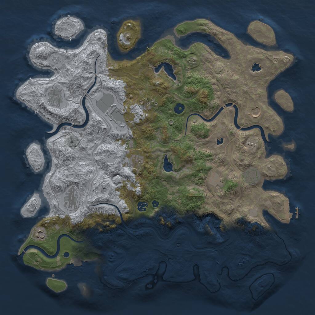 Rust Map: Procedural Map, Size: 4500, Seed: 2021100144, 16 Monuments