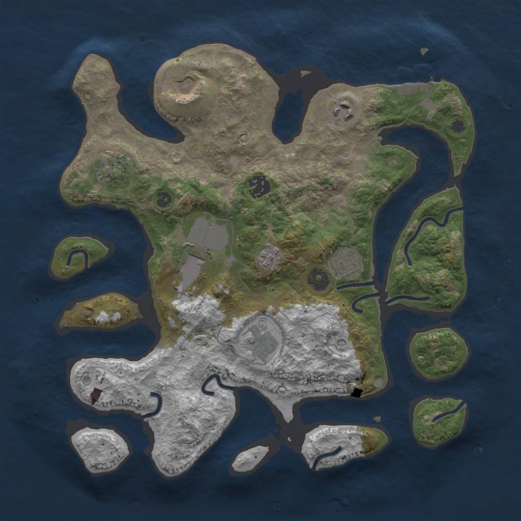 Rust Map: Procedural Map, Size: 3500, Seed: 1995, 12 Monuments