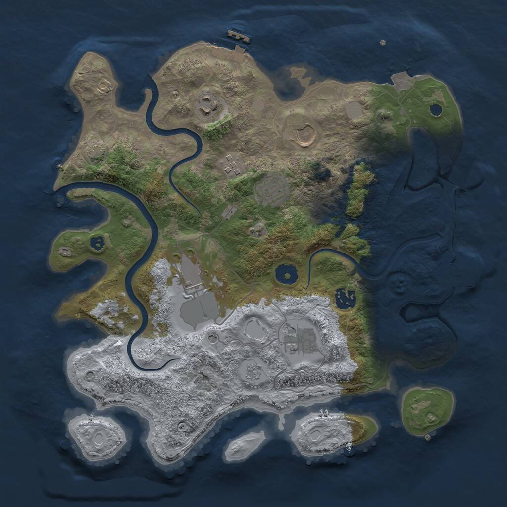 Rust Map: Procedural Map, Size: 3500, Seed: 1995, 13 Monuments