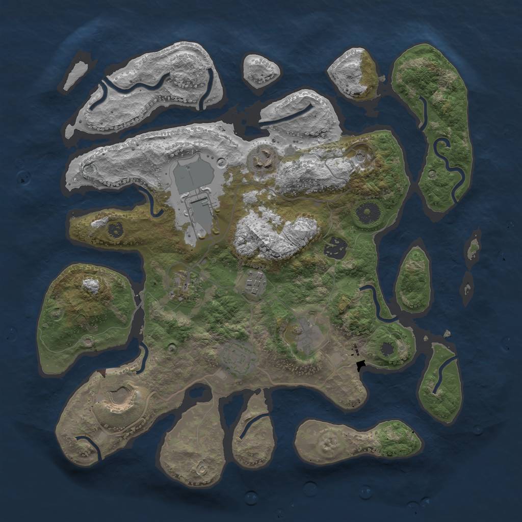 Rust Map: Procedural Map, Size: 3500, Seed: 1139390264, 11 Monuments