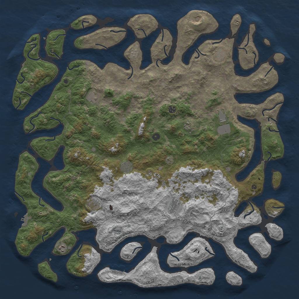 Rust Map: Procedural Map, Size: 6000, Seed: 21682, 16 Monuments