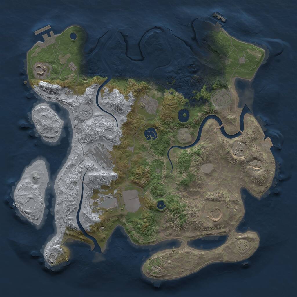 Rust Map: Procedural Map, Size: 3500, Seed: 725214, 14 Monuments
