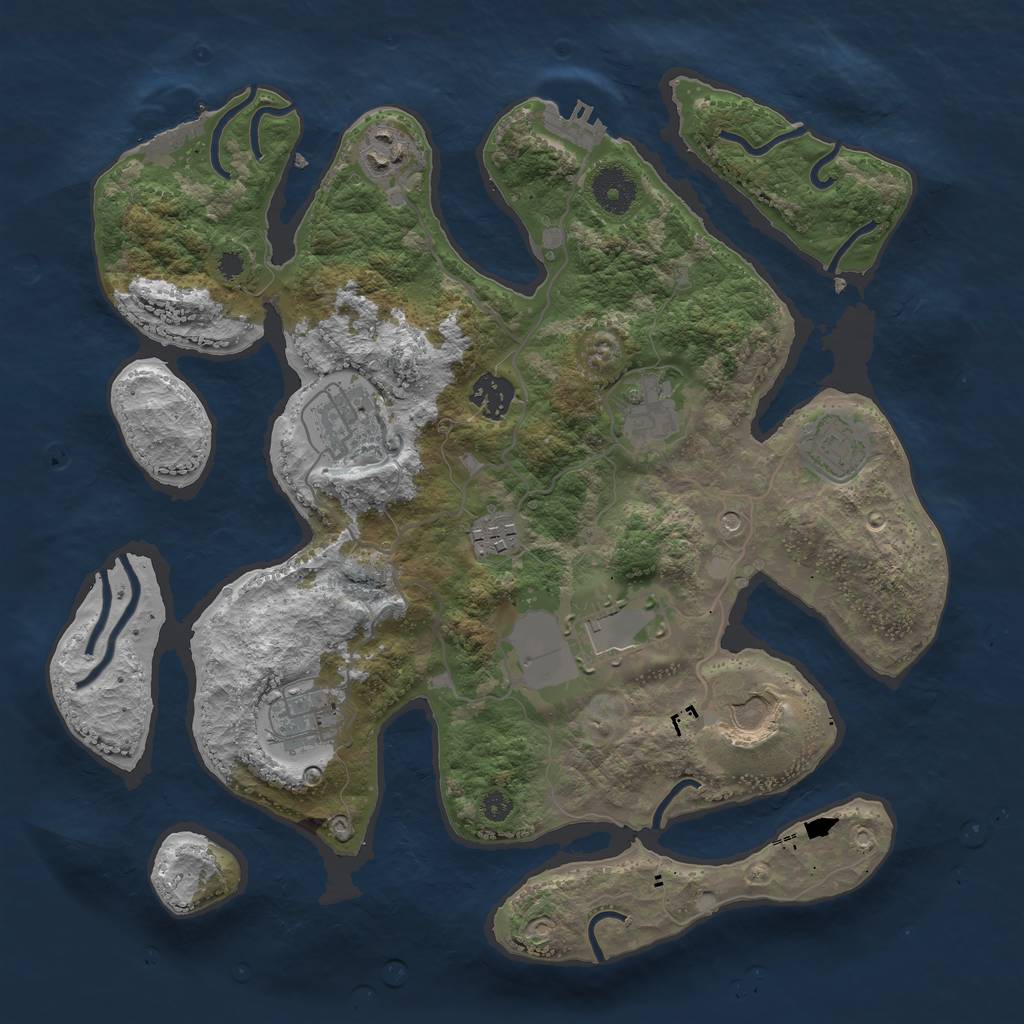 Rust Map: Procedural Map, Size: 3500, Seed: 725214, 14 Monuments