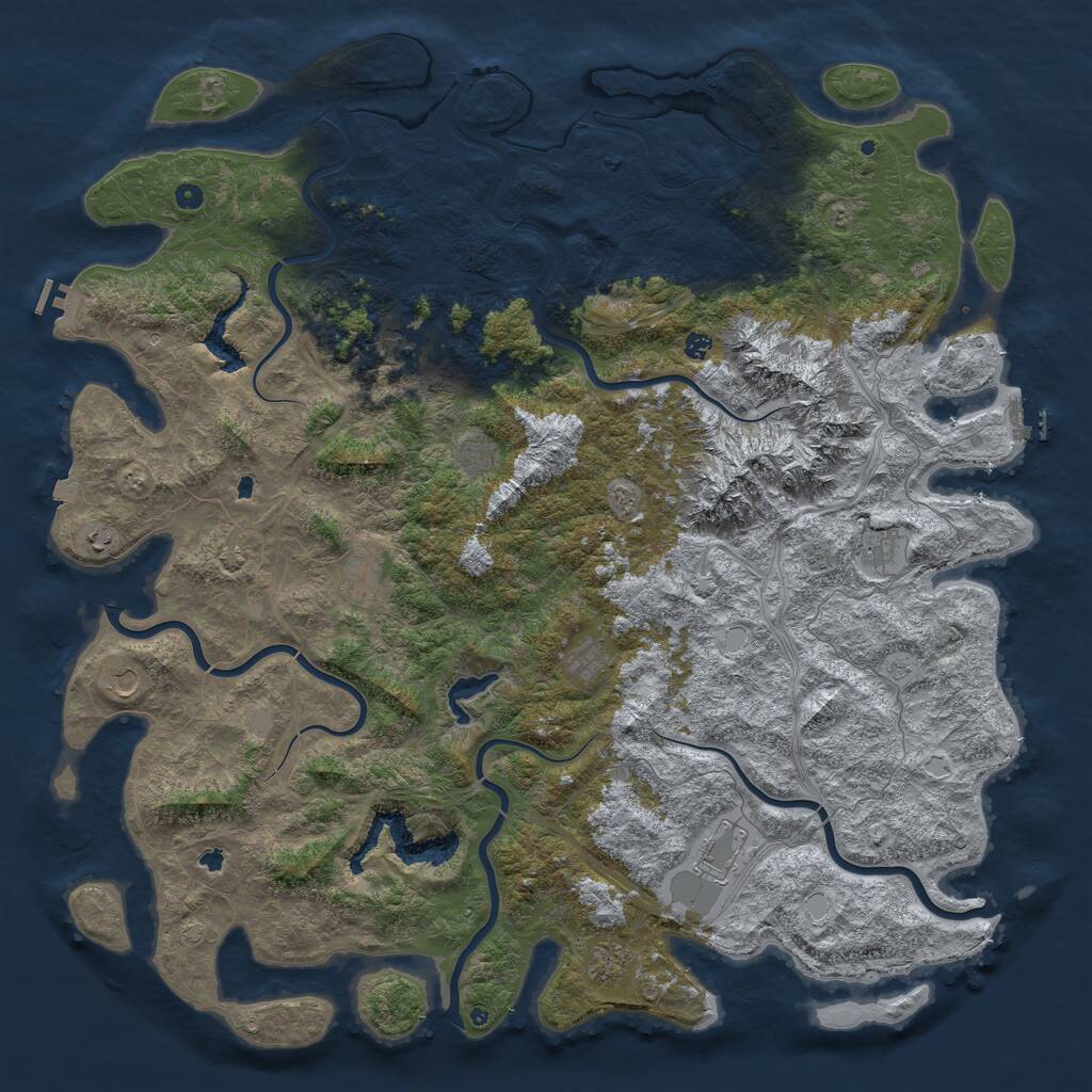 Rust Map: Procedural Map, Size: 6000, Seed: 671566977, 17 Monuments