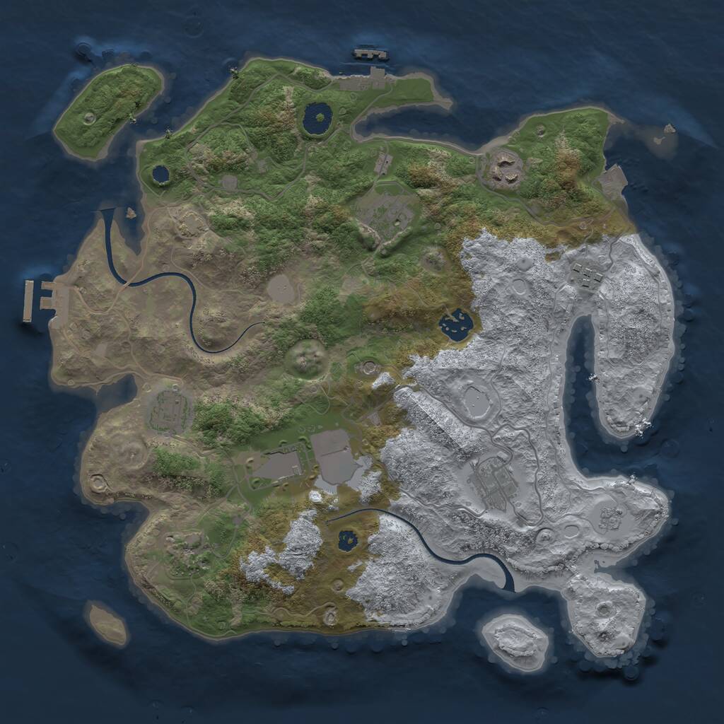 Rust Map: Procedural Map, Size: 3500, Seed: 354670, 14 Monuments