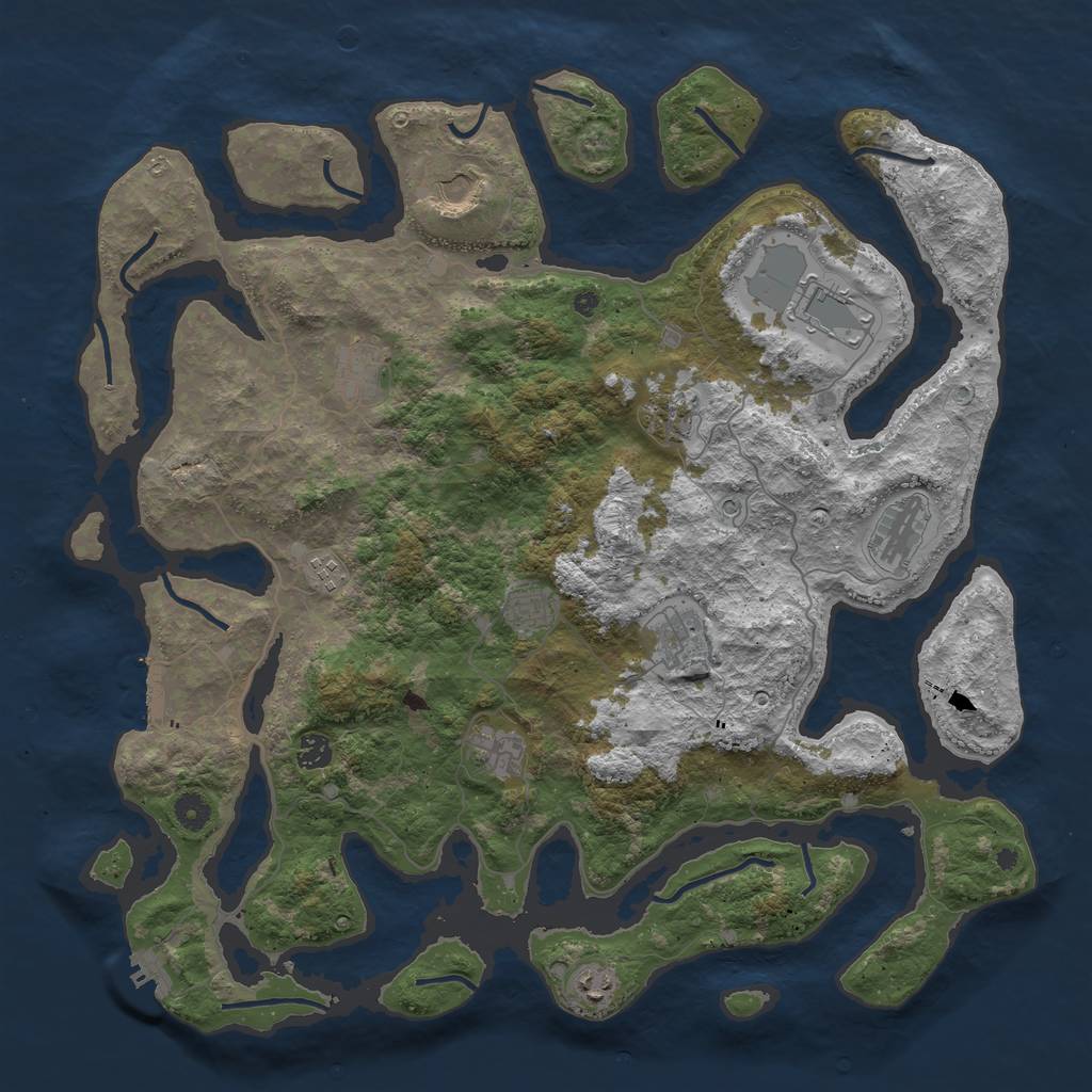 Rust Map: Procedural Map, Size: 4500, Seed: 1278082830, 16 Monuments