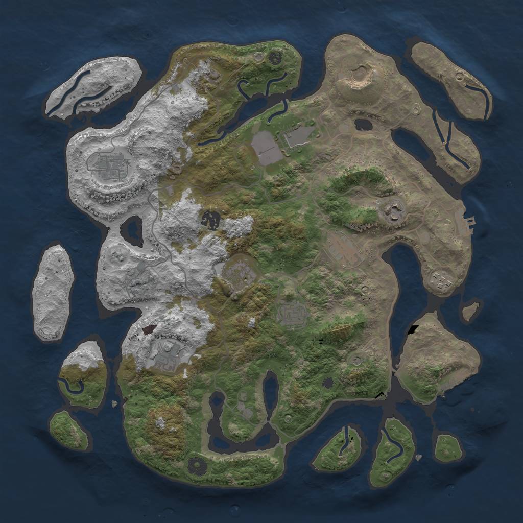 Rust Map: Procedural Map, Size: 4000, Seed: 1532239605, 16 Monuments