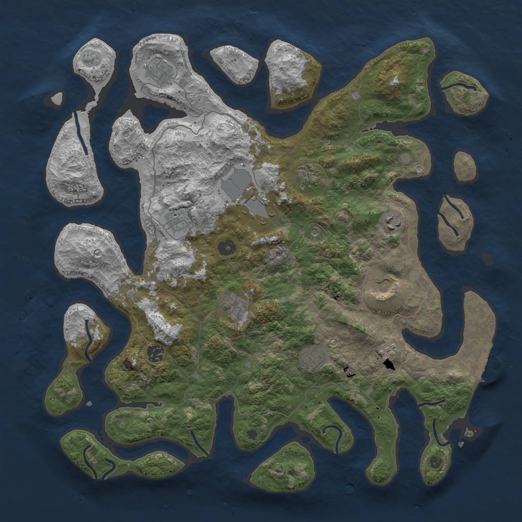 Rust Map: Procedural Map, Size: 4500, Seed: 462953, 14 Monuments