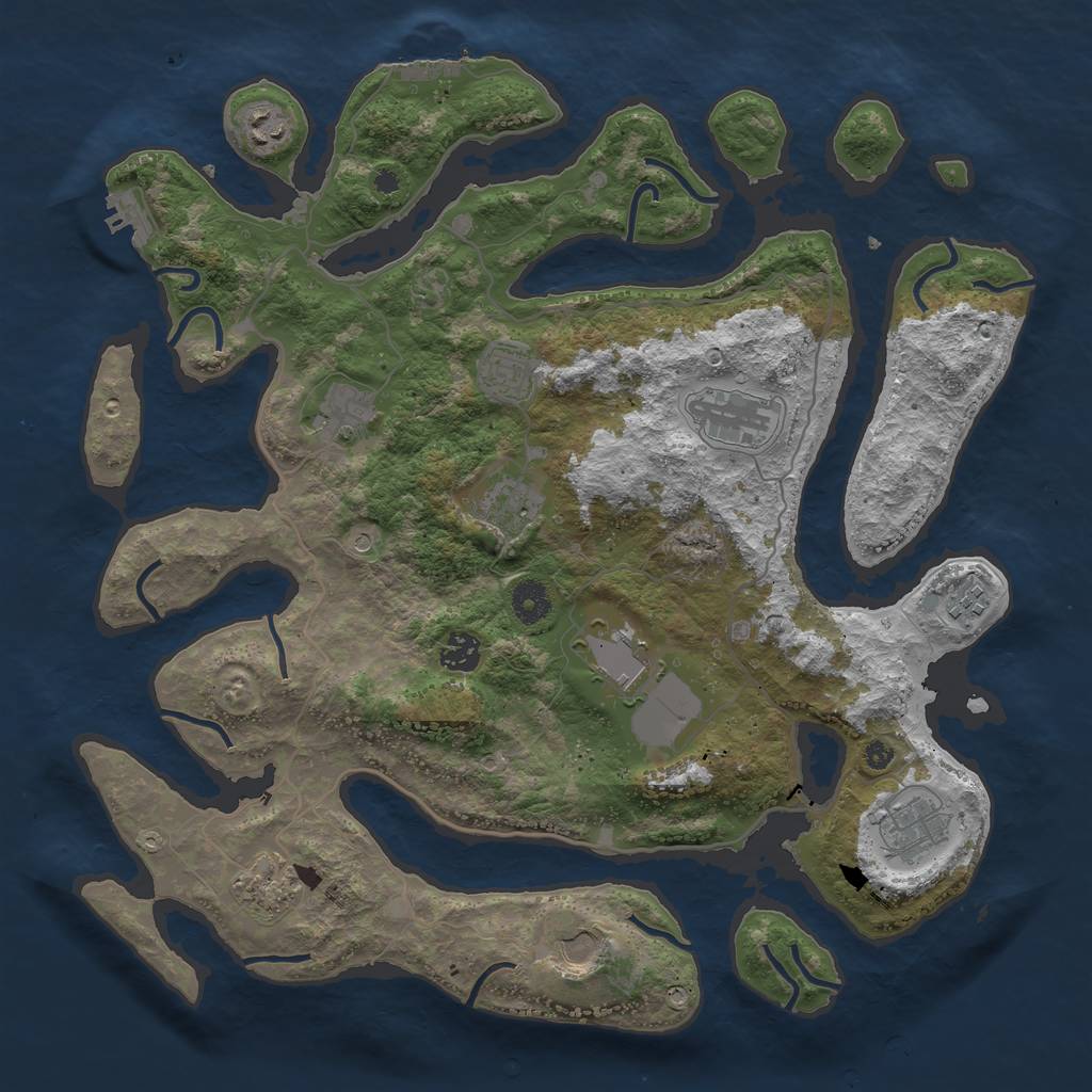 Rust Map: Procedural Map, Size: 4000, Seed: 68245151, 16 Monuments