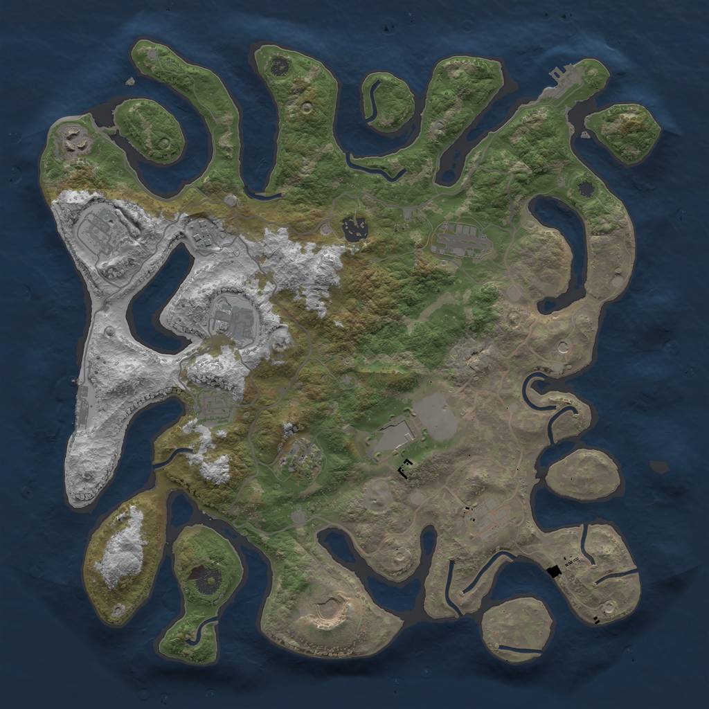 Rust Map: Procedural Map, Size: 4000, Seed: 1358, 16 Monuments