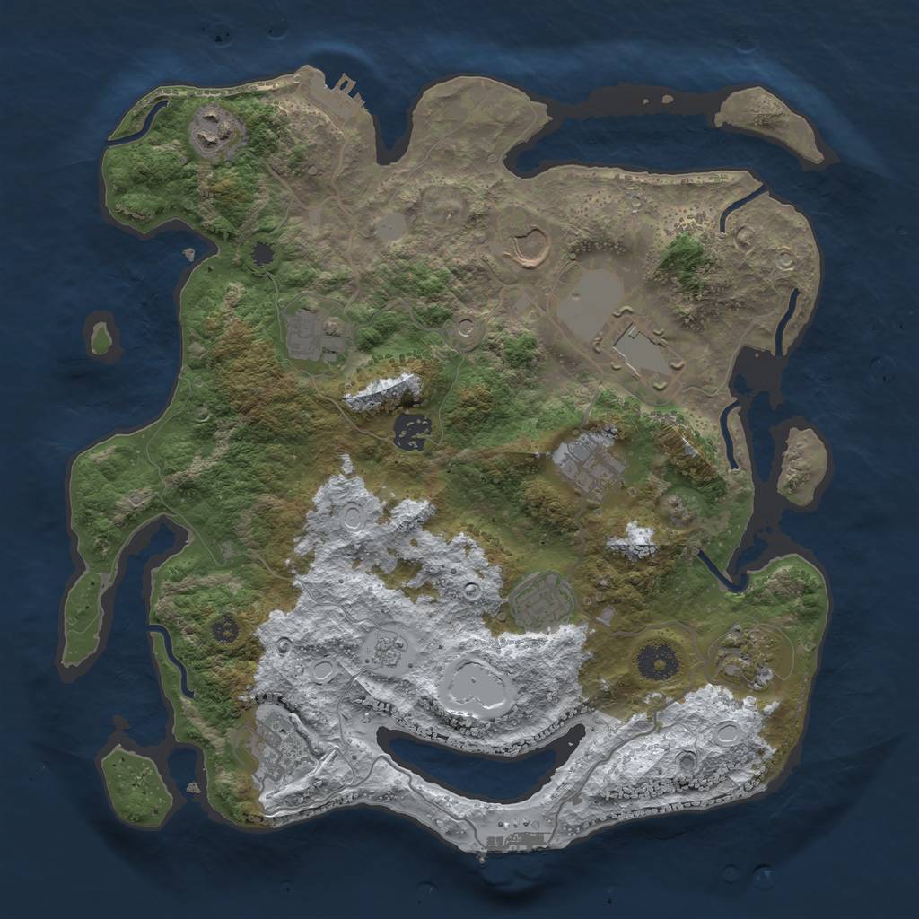 Rust Map: Procedural Map, Size: 3500, Seed: 1472186365, 18 Monuments
