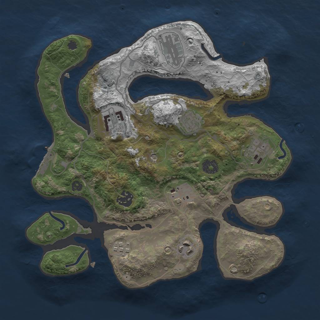 Rust Map: Procedural Map, Size: 3000, Seed: 1393631742, 12 Monuments