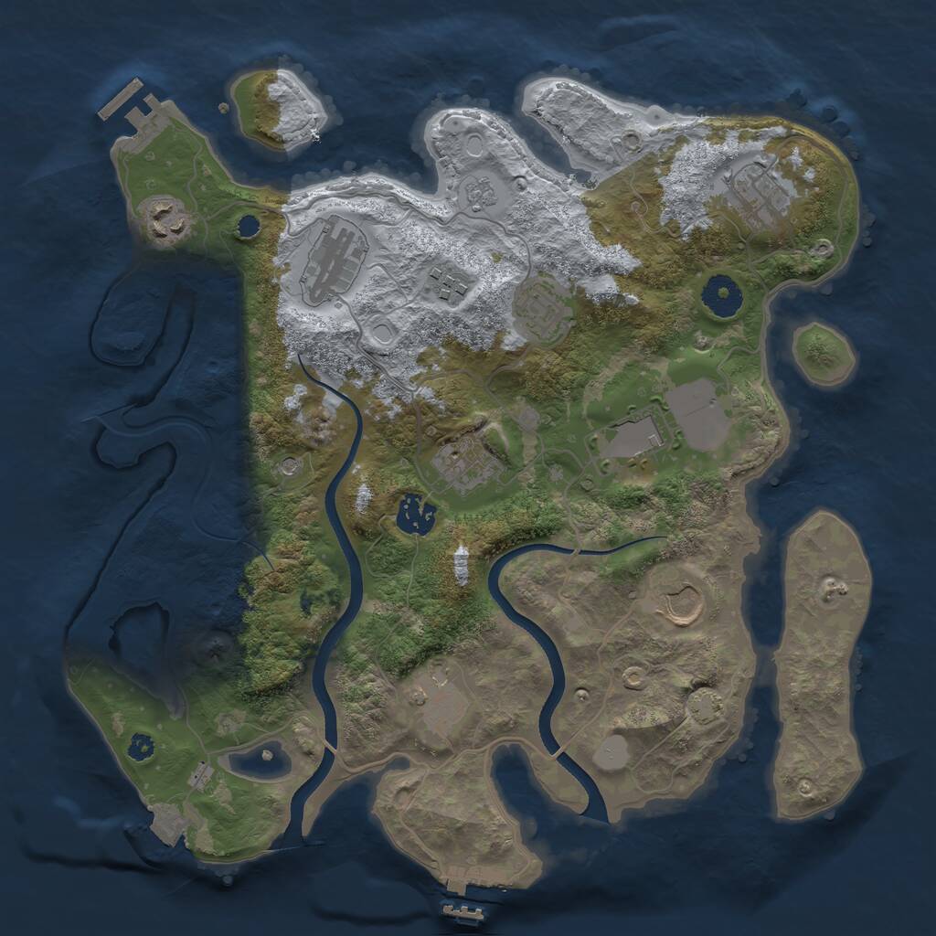 Rust Map: Procedural Map, Size: 3500, Seed: 1956520646, 16 Monuments