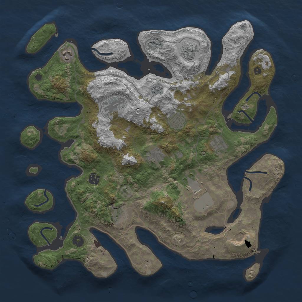 Rust Map: Procedural Map, Size: 4000, Seed: 2017964503, 14 Monuments