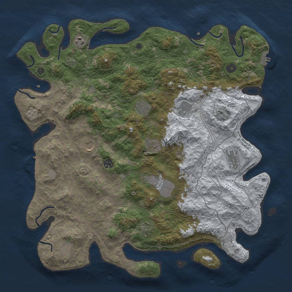 Rust Map: Procedural Map, Size: 4500, Seed: 398895, 20 Monuments