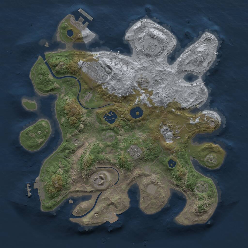 Rust Map: Procedural Map, Size: 3000, Seed: 1619865852, 11 Monuments