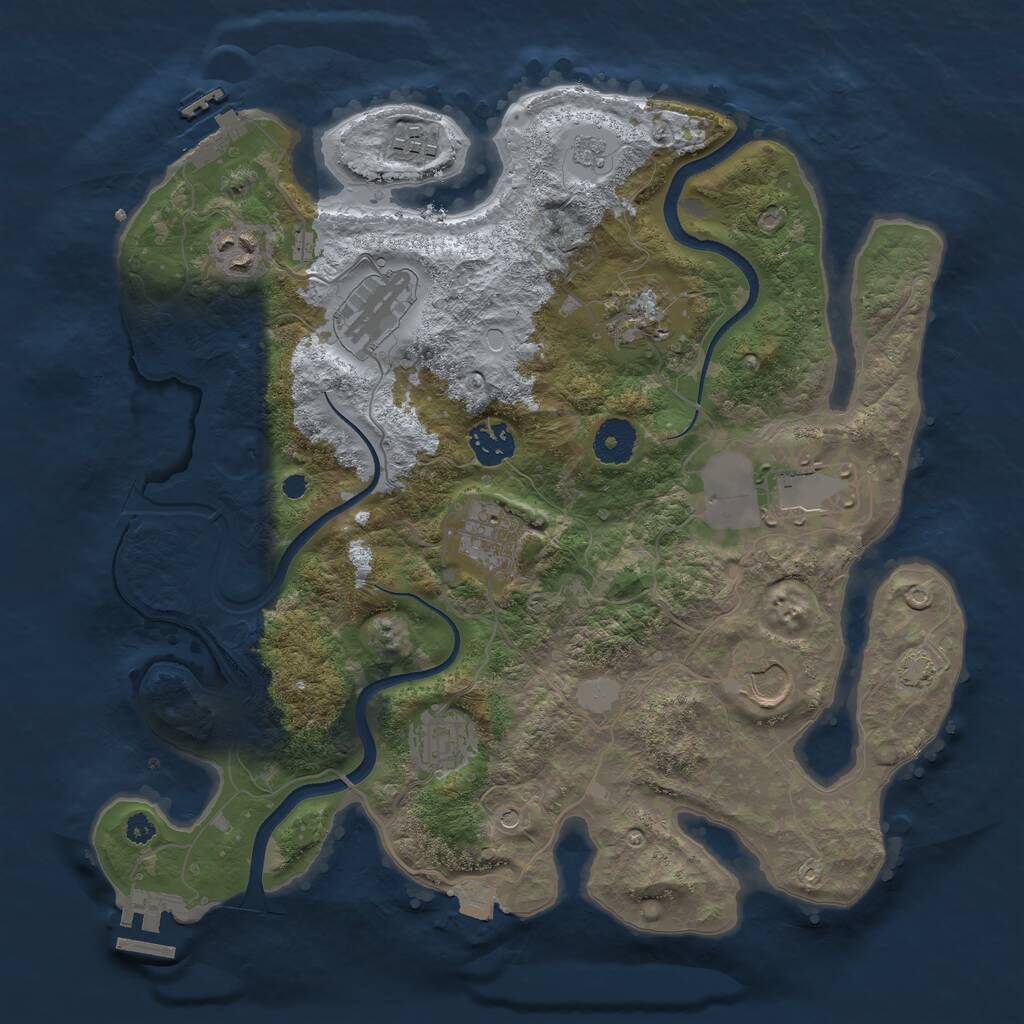 Rust Map: Procedural Map, Size: 3500, Seed: 872647, 15 Monuments