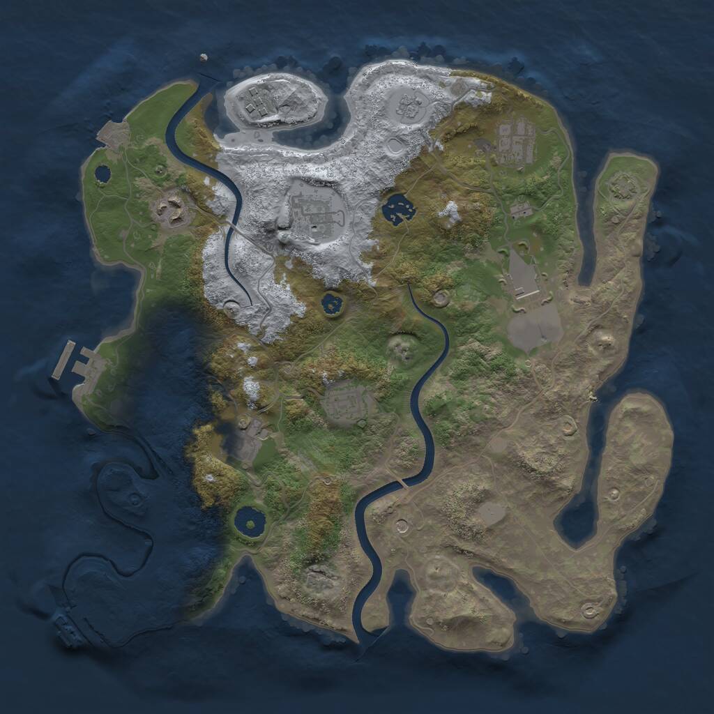 Rust Map: Procedural Map, Size: 3500, Seed: 872647, 14 Monuments