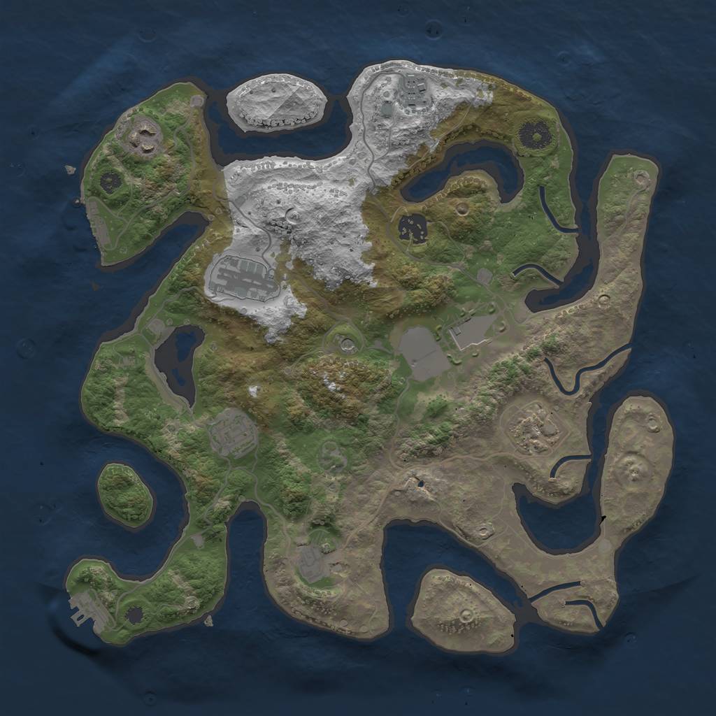 Rust Map: Procedural Map, Size: 3500, Seed: 872647, 13 Monuments