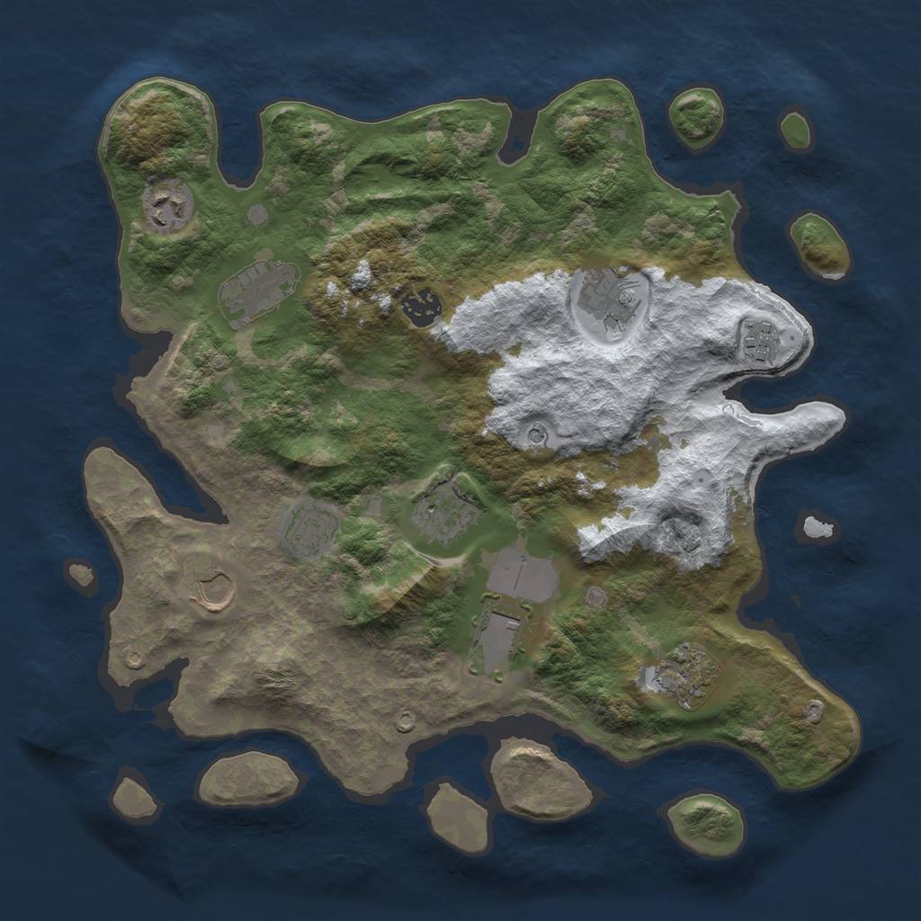Rust Map: Barren, Size: 3600, Seed: 863449, 13 Monuments