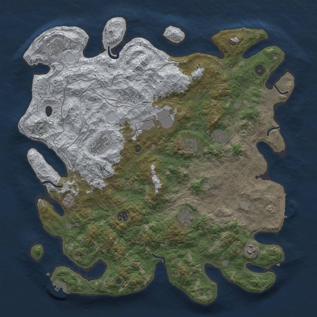 Rust Map: Procedural Map, Size: 4500, Seed: 1231344667, 18 Monuments