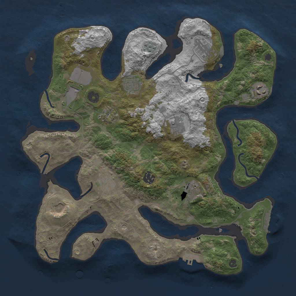 Rust Map: Procedural Map, Size: 3750, Seed: 1188231148, 16 Monuments