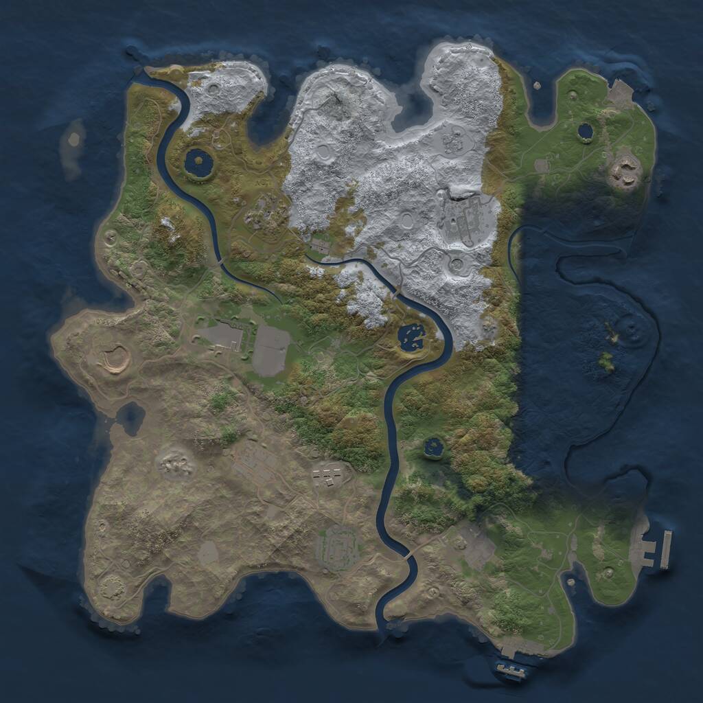 Rust Map: Procedural Map, Size: 3750, Seed: 1188231148, 16 Monuments