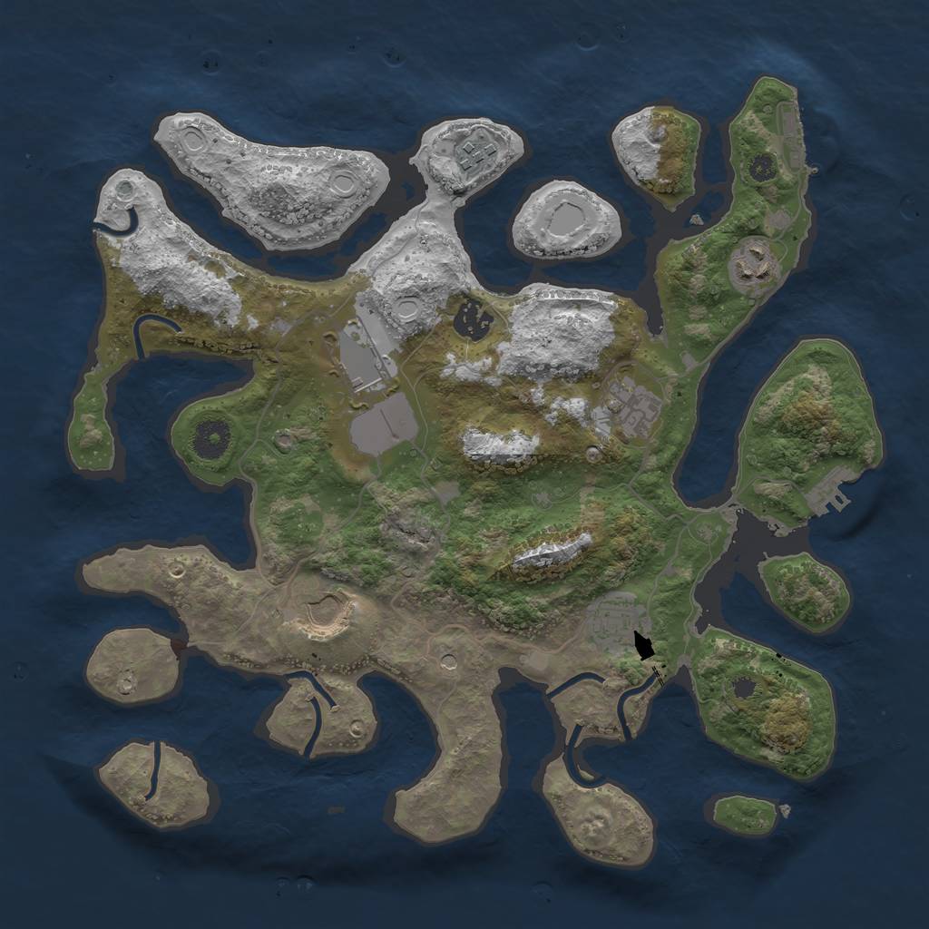 Rust Map: Procedural Map, Size: 3600, Seed: 2121780074, 15 Monuments