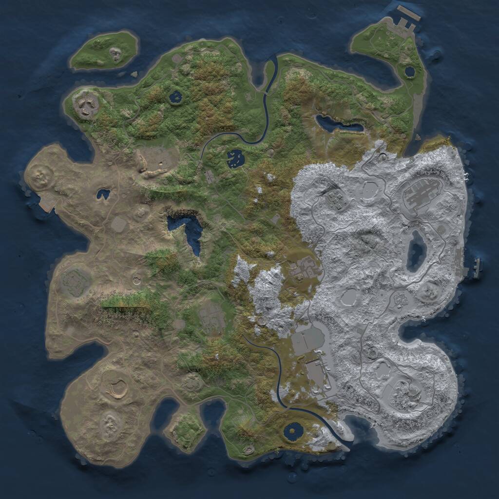 Rust Map: Procedural Map, Size: 4000, Seed: 49584311, 17 Monuments