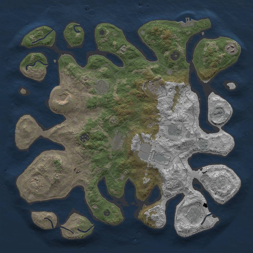 Rust Map: Procedural Map, Size: 4100, Seed: 965874, 15 Monuments