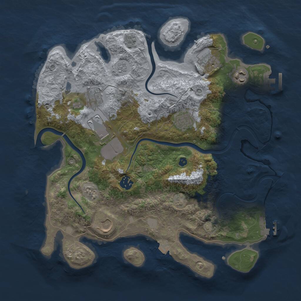 Rust Map: Procedural Map, Size: 3500, Seed: 611237, 14 Monuments