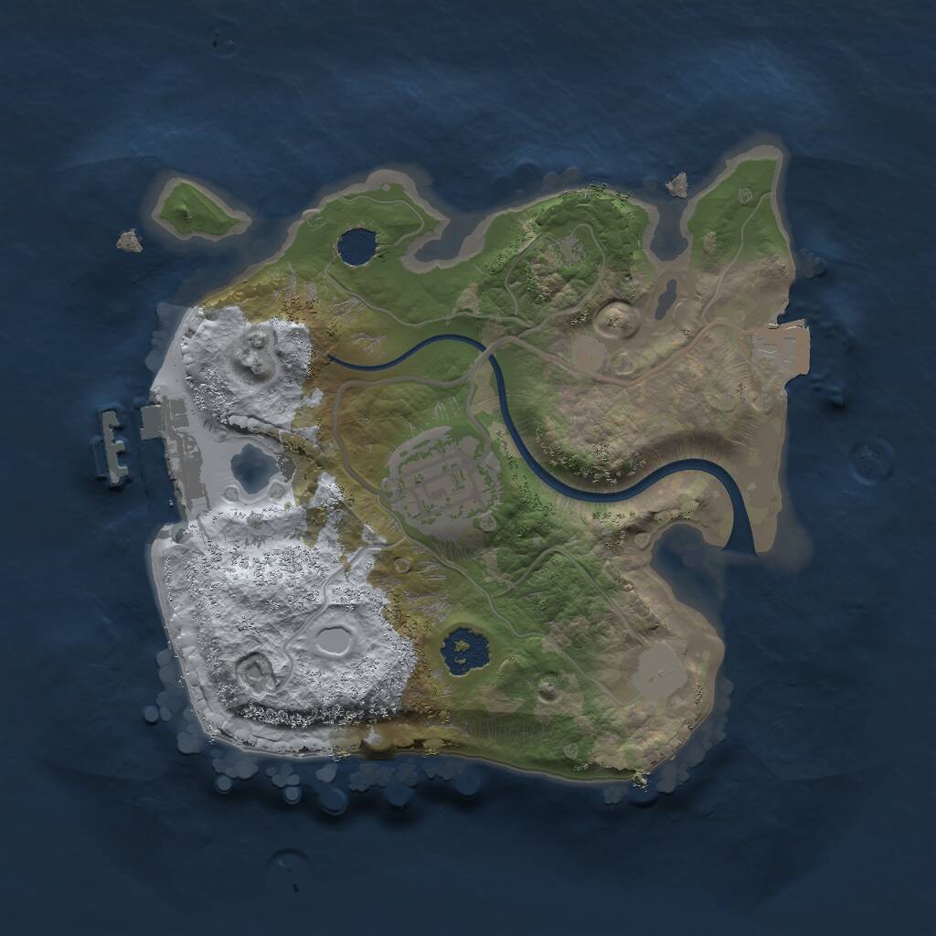 Rust Map: Procedural Map, Size: 2000, Seed: 735627965, 3 Monuments